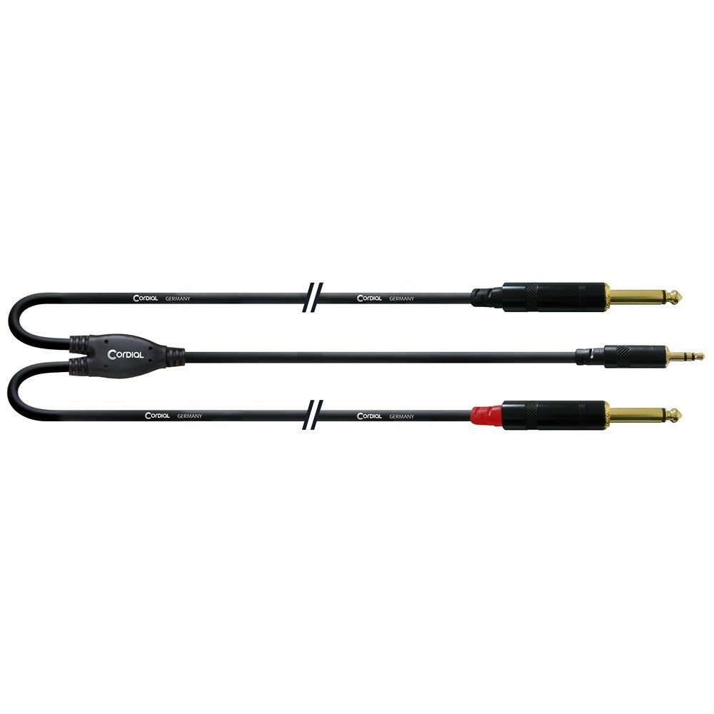 Cordial Essentials REAN 3.5mm Stereo Gold to 2x Plug 1/4" TS Gold Cable (3m)