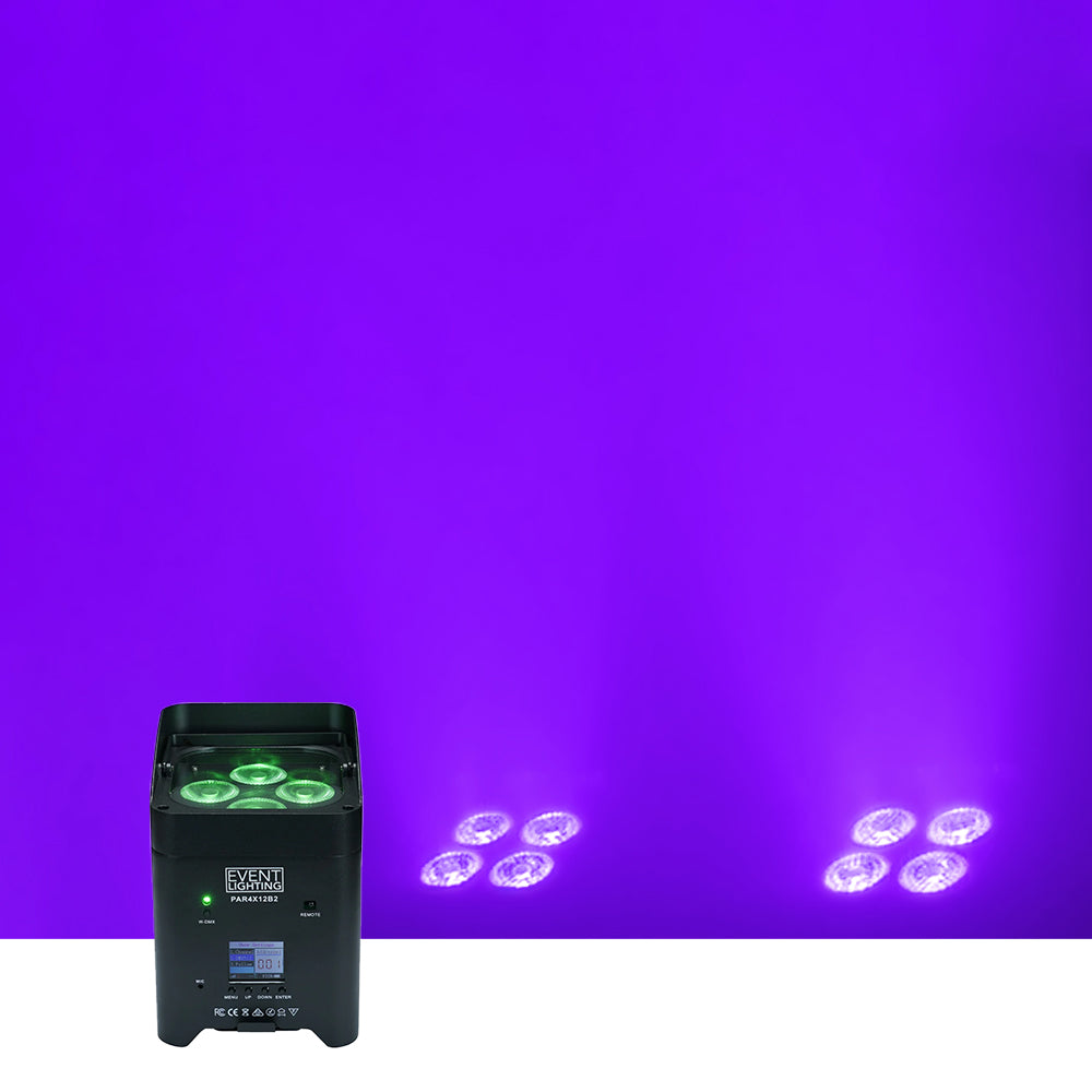 Event Lighting PAR4X12B2 - Indoor Battery Uplight Pro Par with 4 x 12W RGBWAUV LEDs