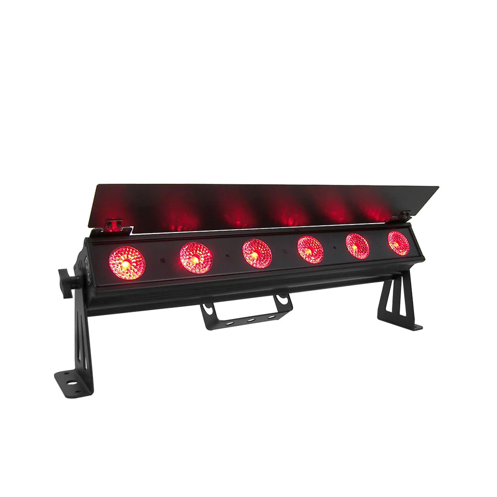 Event Lighting PIXBAR6H - 6 x 12W RGBWAU Pixel Control Bar with barndoor
