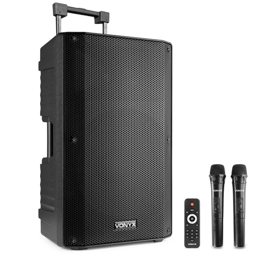 Hire - Vonyx Battery 12″ Portable PA Speaker with Wireless Mics