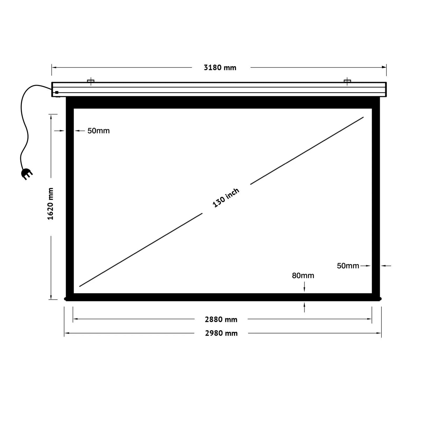 130" 16:9 Grandview Smart-Screen Motorised Projector Screen