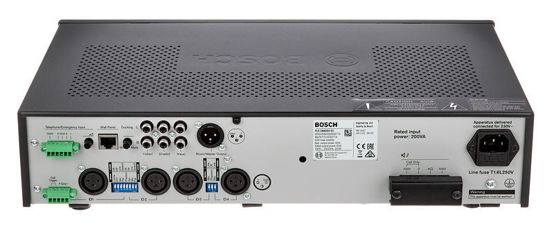 Bosch 60W Mixer Amplifier. 4 Mic/Line inputs (XLR), 3 Music Inputs (dual RCA) PLE-1MA060