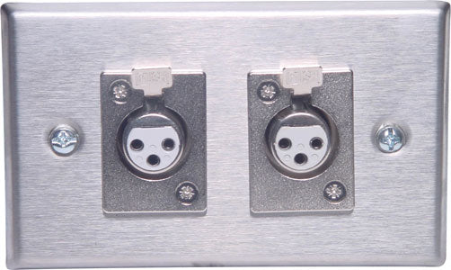 C0447 • 3 pin XLR Dual Horizontal Steel Microphone Wallplate