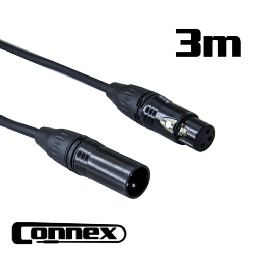 CONNEX DMX3P-3 3 Pin 110ohm Black DMX Lighting Cable 3m