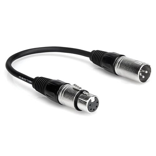 Hosa DMX-306 3-Pin XLR(M) to 5-Pin XLR(F) DMX512 Adaptor Cable (6")