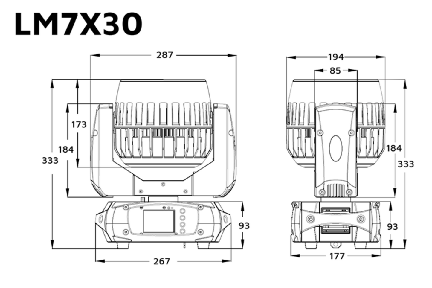 Event Lighting Lite LM7X30W - 7x 30W LED RGBW Zoom Wash Moving Head (White)