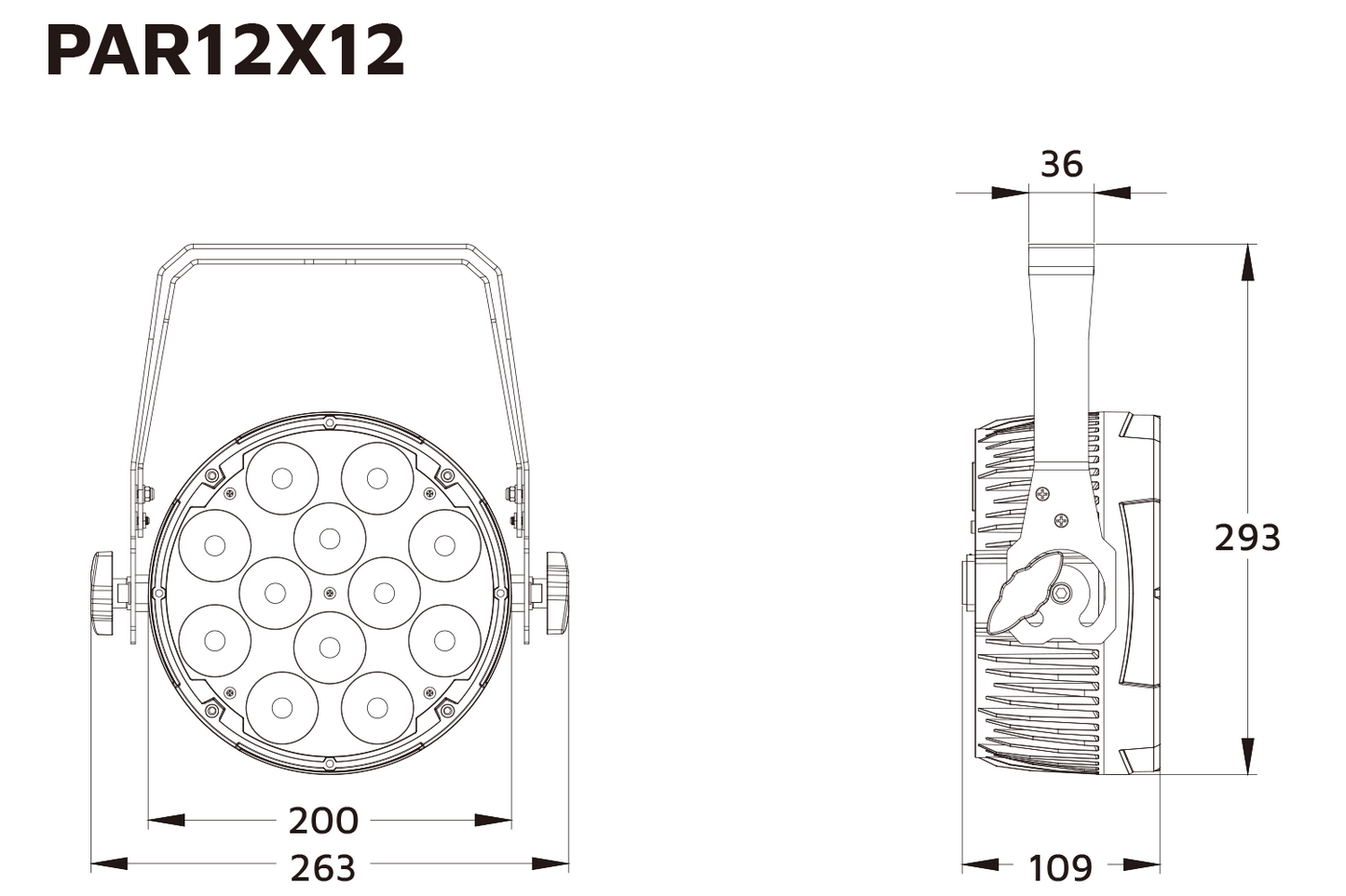 Event Lighting PAR12H - Indoor Pro Par with 12 x 12W RGBWAU LEDs