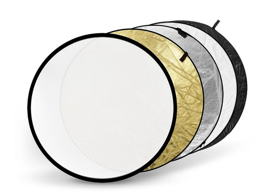 107cm Round Photographic Reflector White Silver Gold Black Translucent