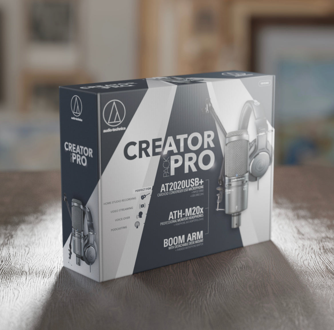 Audio Technica Creator Pack Pro w/ AT2020USB+, Desk Stand ATH-M20x & Boom Arm Stand