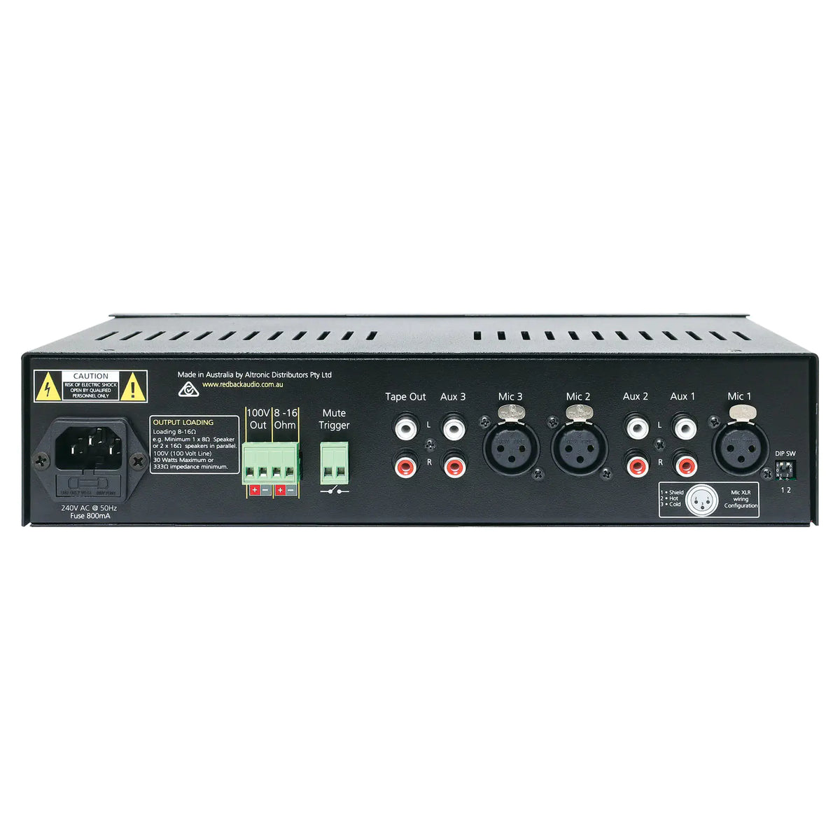 REDBACK 30W 3 Input 100V Public Address (PA) Amplifier A4024A
