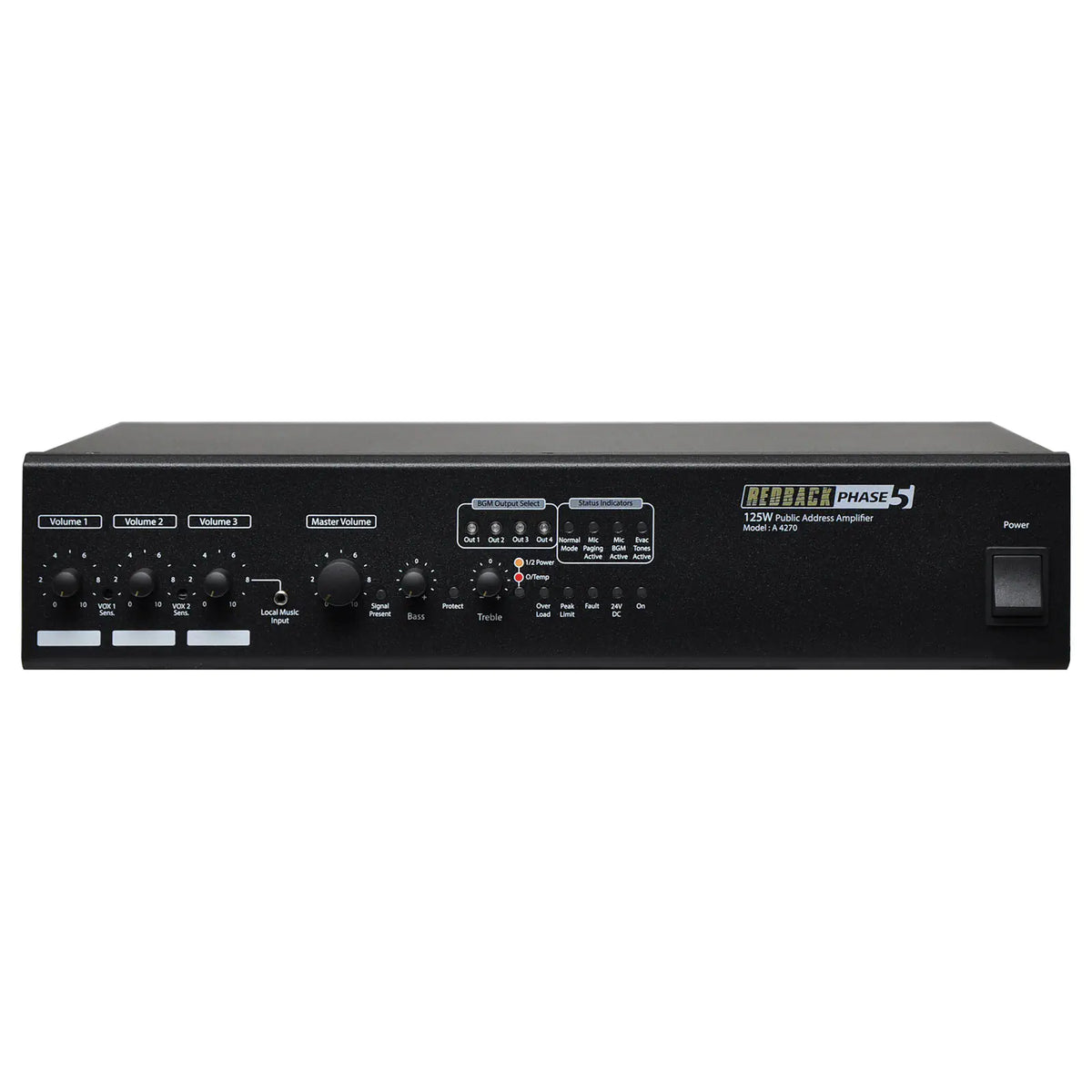 Redback Public Address (PA) Mixer Amplifier 125W 100V 4 Zone A4270
