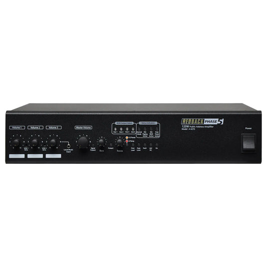 Redback Public Address (PA) Mixer Amplifier 125W 100V 4 Zone A4270