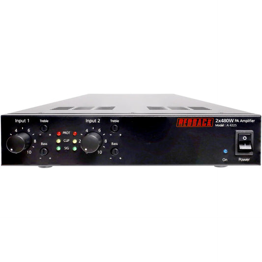 Redback 2 x 480W Public Address (PA) Zone Amplifier A4225