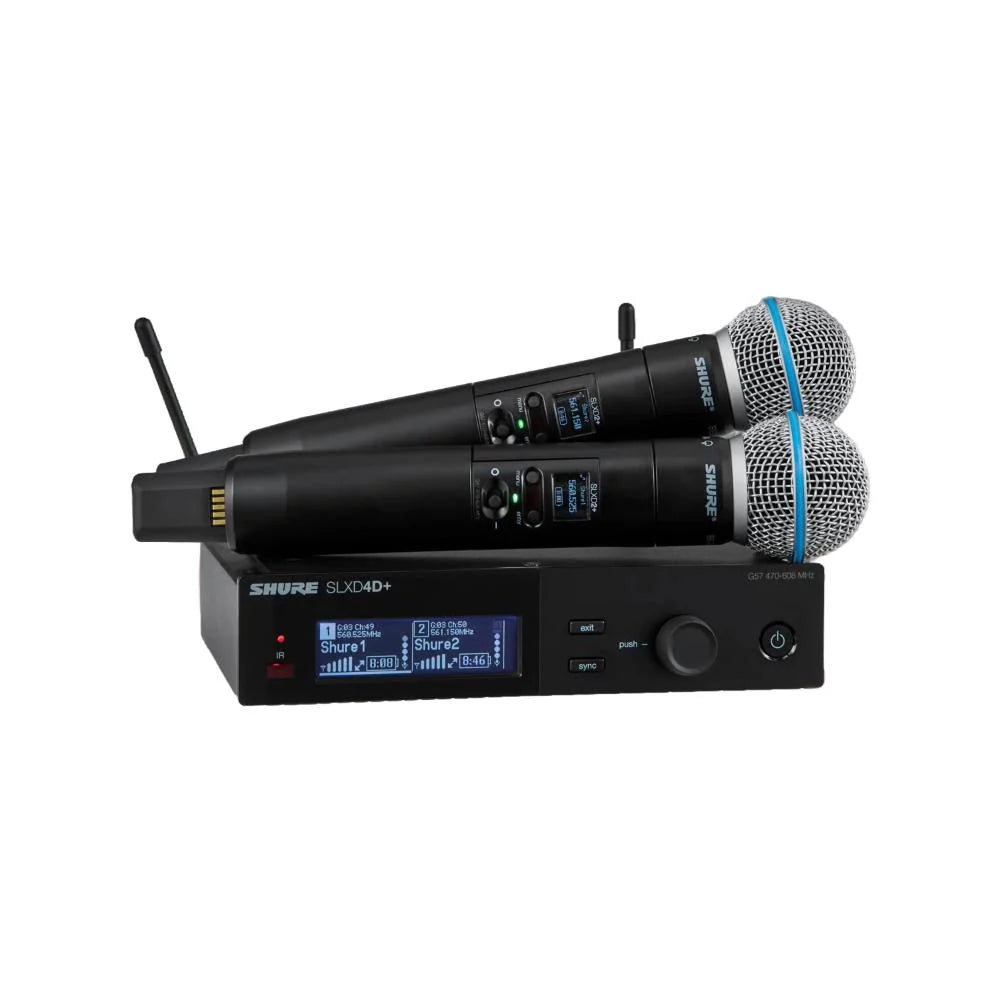 Shure SLXD24D+/B58 Dual Channel Digital Wireless Handheld System - H58 Band (520-608MHz)