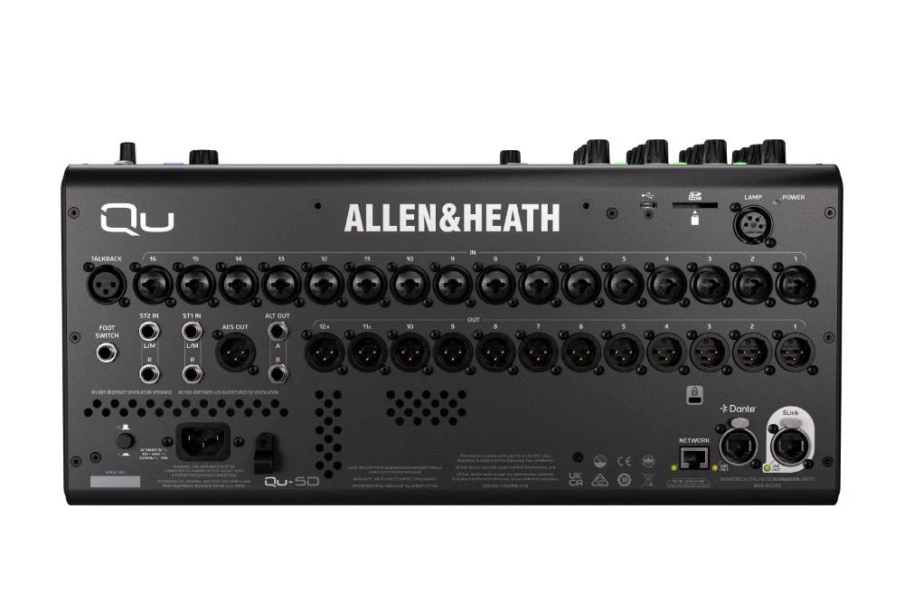 Allen & Heath QU-5D Qu 32ch 96kHz Mixer, 17 Faders, 16/12 Local I/O, 6FX, 16x16 Dante, Rackmountable