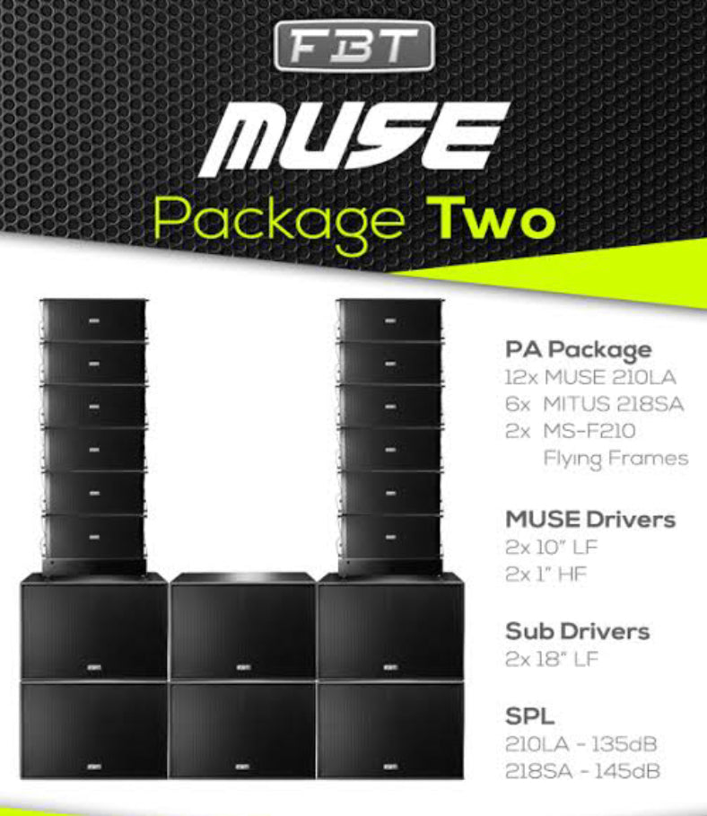 Festival PA Package includes D&B or FBT Line Arrays
