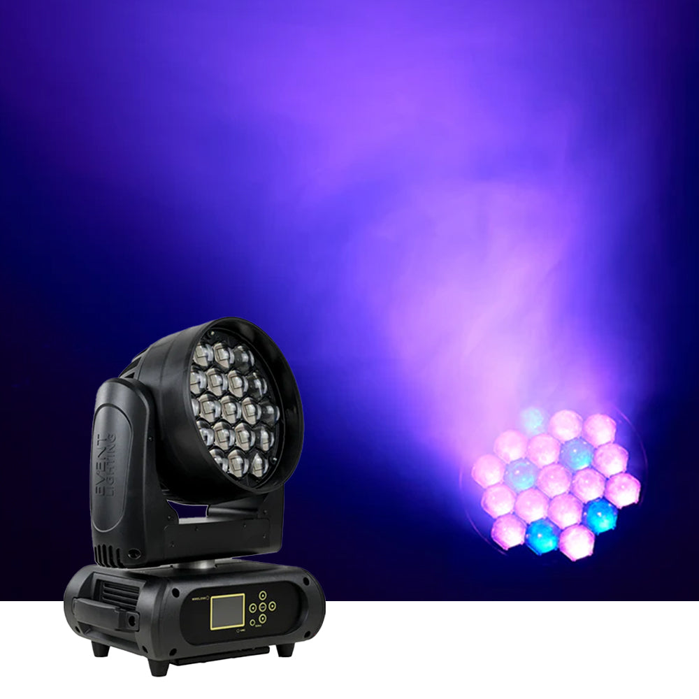 Hire - Event Lighting M19W15RGBW Moving Head Zoom Wash 19X15W RGBW LEDs Pixel Control And 5-36 Degree Zoom