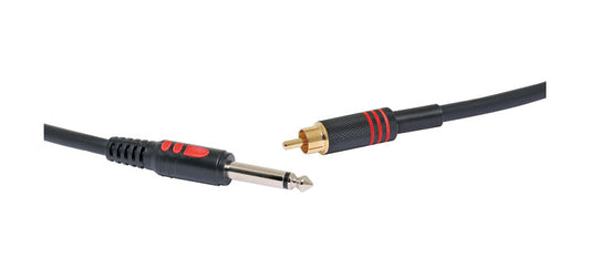 Redback 6.35mm TS jack to RCA male microphone cable. 1m length.