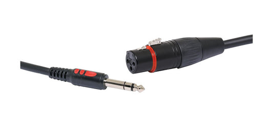 Redback 1.5m 3 Pin Female XLR to 6.35mm Jack TRS Microphone Cable