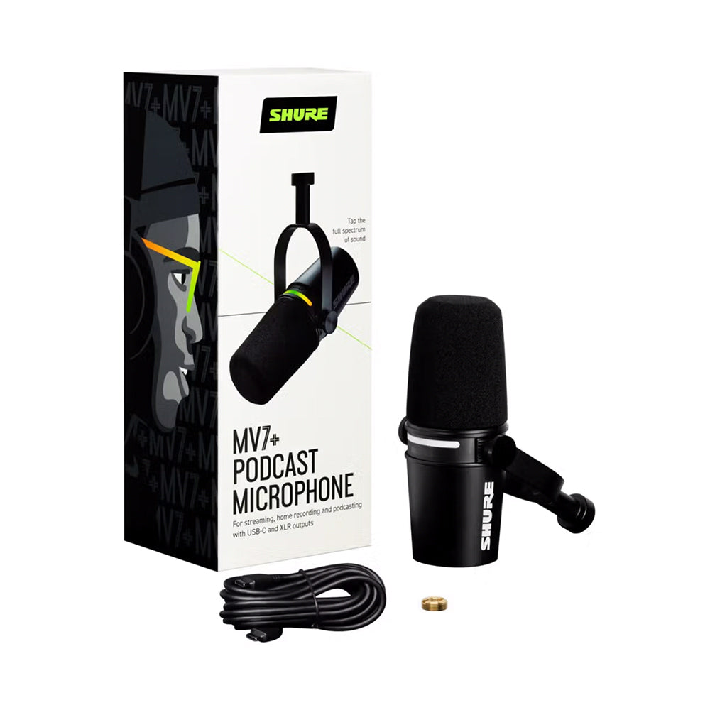 Shure Motiv MV7+ USB / XLR Dynamic Podcasting Microphone w/ LED Touch Panel (Black)