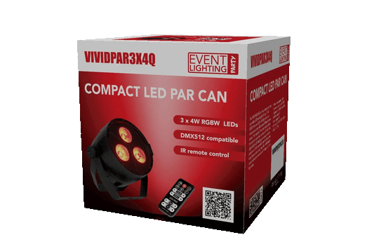 Event Lighting Party  VIVIDPAR3X4Q - Indoor Party Par with 3 x 4W RGBW LEDs