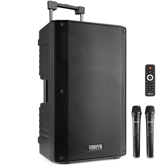 Vonyx VSA700-PA 15″ Portable PA Speaker with Wireless Mics