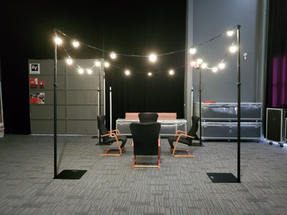 Hire - Festoon Lighting on Upright Stands 1.8m upto 3m height