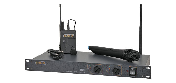 Redback UHF Wireless Microphone System 2 Ch With Handheld & Beltpack