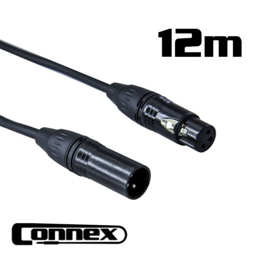 CONNEX DMX3P-12 3 Pin 110ohm Black DMX Lighting Cable 12m