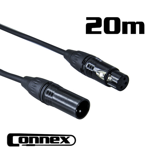 CONNEX DMX3P-20 3 Pin 110ohm Black DMX Lighting Cable 20m