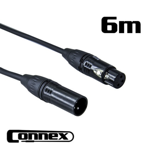 CONNEX DMX3P-6 3 Pin 110ohm Black DMX Lighting Cable 6m