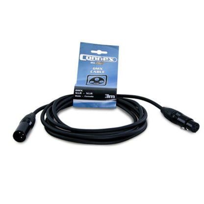 CONNEX  DMX3P-3 3 Pin 110ohm Black DMX Lighting Cable 3m