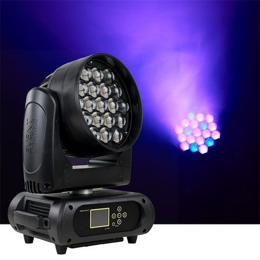 Hire - Event Lighting M19W15RGBW Moving Head Zoom Wash 19X15W RGBW LEDs Pixel Control And 5-36 Degree Zoom