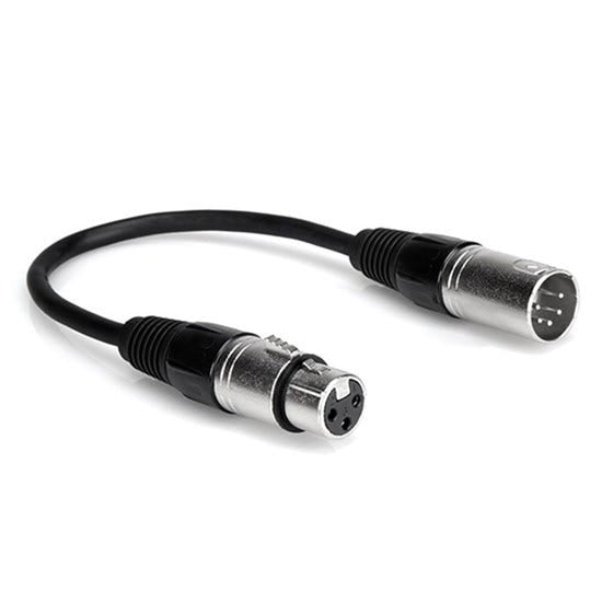 Hosa DMX-106 5-Pin XLR(M) to 3-Pin XLR(F) DMX512 Adaptor Cable (6")