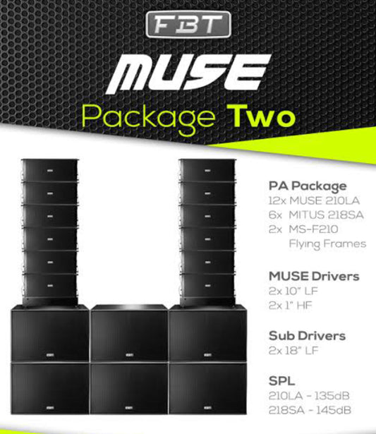 Hire - FBT Muse Line Array Outdoor PA Speaker System Package Two