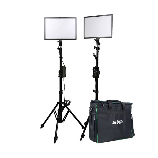 LEDGO LUXPAD E268C twin LED light kit with batteries, stands and grids