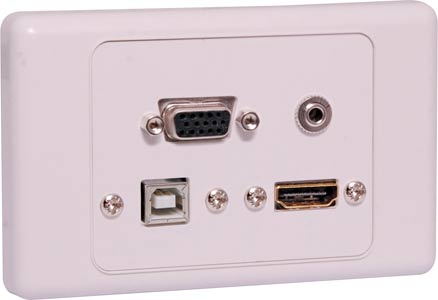 HDMI VGA, 3.5mm, USB type B Wallplate Dual Cover Flyleads