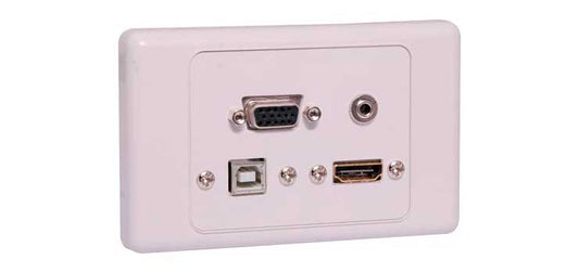 Dynalink P5949 • HDMI VGA, 3.5mm, USB Type B Wallplate Dual Cover Flyleads