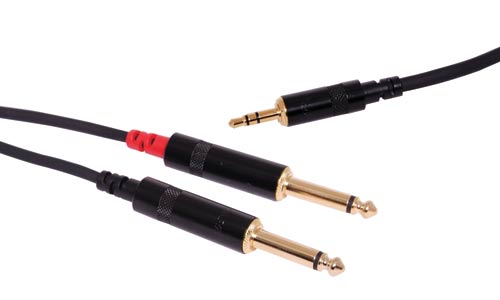 Cordial 3.5mm TRS Male to Dual 6.35mm TS Insert Cable - P6068