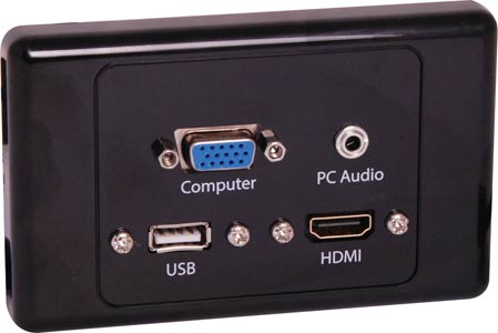 PB5959 • HDMI VGA, 3.5mm, USB Type A Black Wallplate Dual Cover Flyleads