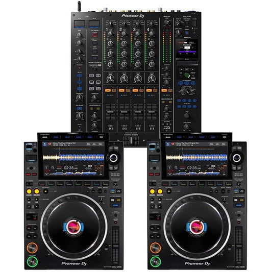 Pioneer Pro DJ Package w/ CDJ3000 Media Players & DJMA9 Mixer in Black