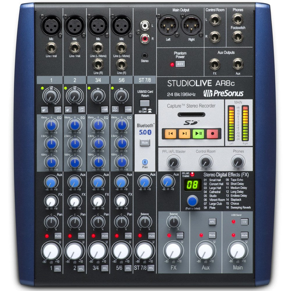 Presonus StudioLive AR8c USB 8-channel Hybrid, Multi-track Recording Mixer