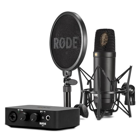 Rode NT1 1" Cardioid Condenser Microphone w/ AI1 Audio Interface & SM6 Shock Mount