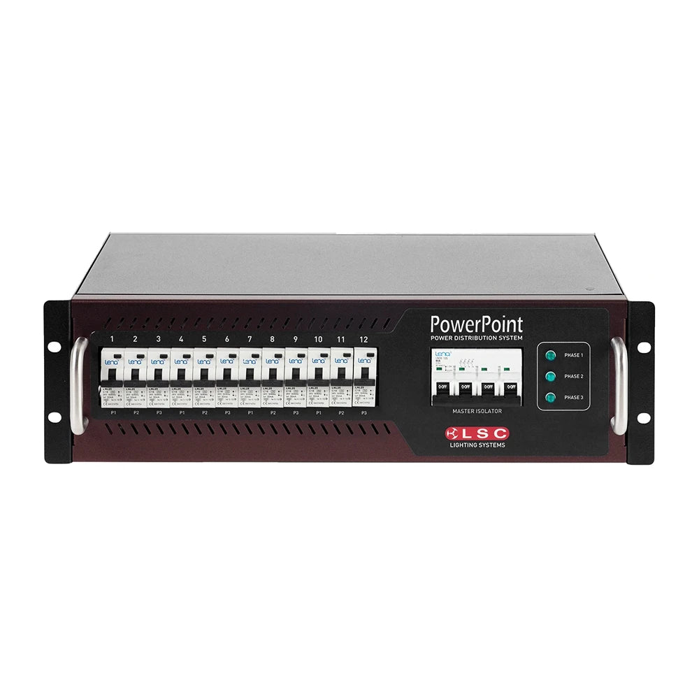 LSC POWERPOINT RACK MOUNT 3 PHASE POWER DISTRIBUTION UNIT 10 AMP OUTLE ...
