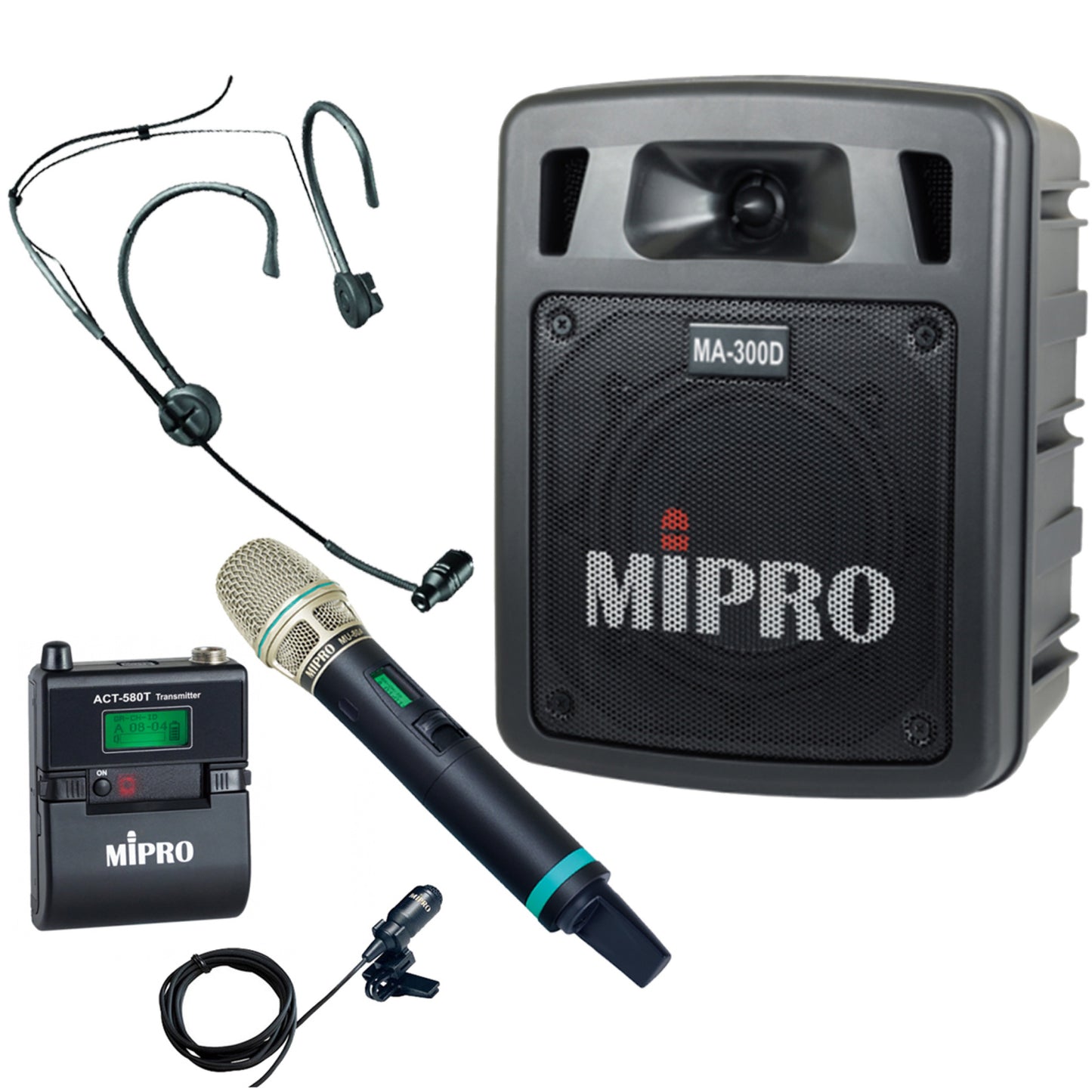 Mipro MA300D Portable Celebrant Battery PA System with Handheld & Bodypack Package